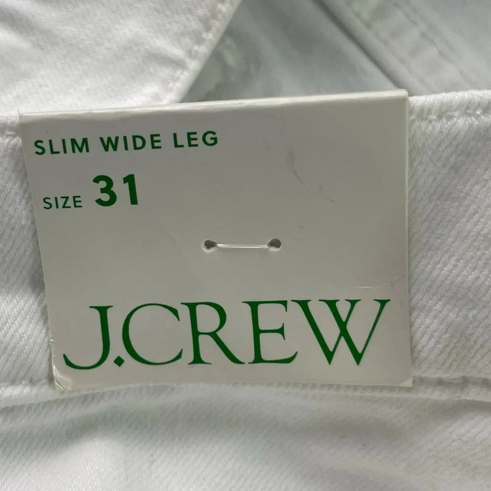 J Crew Womens High Rise White Slim Wide Leg Jean Size 31 New
